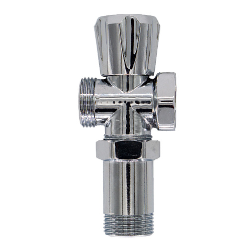 Вентиль трехпроходной  3/4"х3/4"х3/4" ш/ш/г с удлинительной гайкой, маховик, хром. СТМ