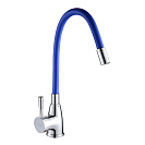 Смеситель FLOE FK234-DB для кухни,  40 мм,  на гайке,  с бок.штырьевой ручкой,  с гибким синим изливом