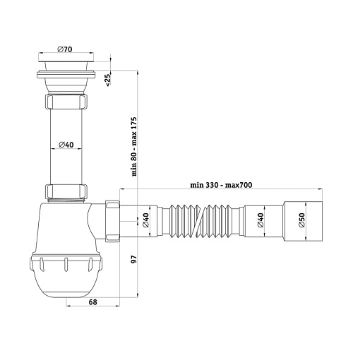 Сифон Ани Грот 1 1/2*40 с г/т 40х40/50, A0115