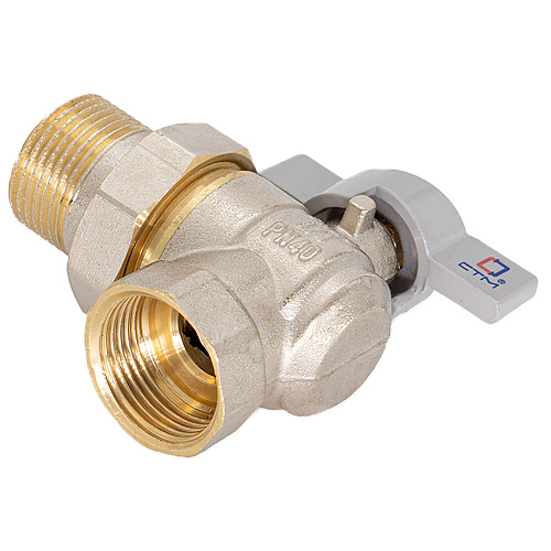 Кран шаровой для воды 1/2" с накидной гайкой угловой бабочка, СТМ СТАНДАРТ