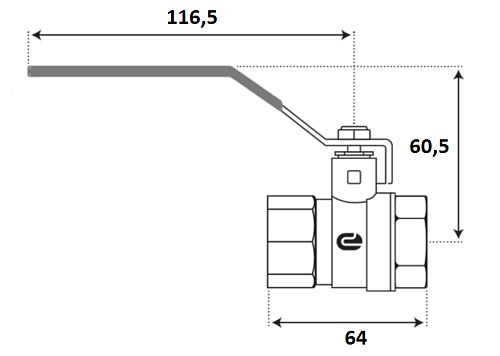 Кран шаровой для воды 1" г/г рычаг, никель, ONDO