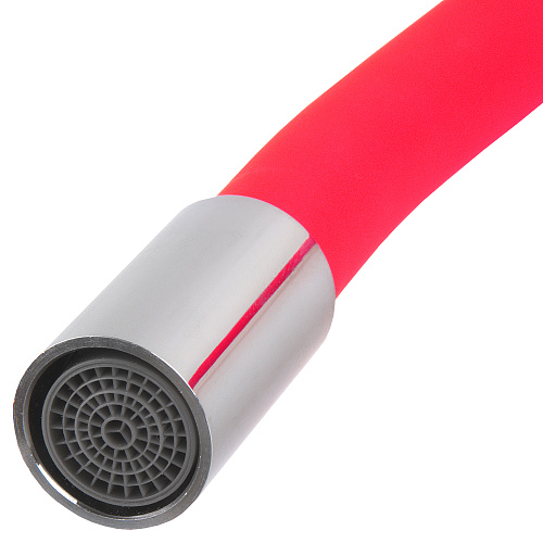 Смеситель FLOE FK234-GR для кухни, 40 мм, на гайке, с боковой ручкой, с гибким красным изливом