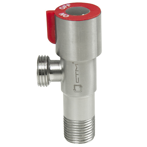 Кран для бытовых приборов угл. 1/2"х1/2" ш/ш с отражат. нерж. сталь СТМ