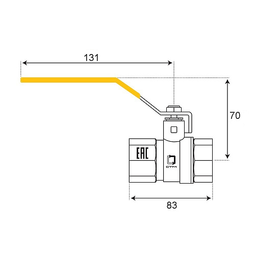 Кран шаровой для газа 1-1/2" г/г рычаг CTM ГАЗ