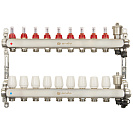 Коллекторная группа ONDO нерж сталь 9 вых. в сборе с автоматическим воздухоотводчиком,  расходомерам