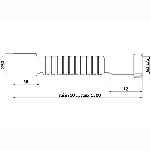 Гибкая труба 1 1/2"*50 удлиненная