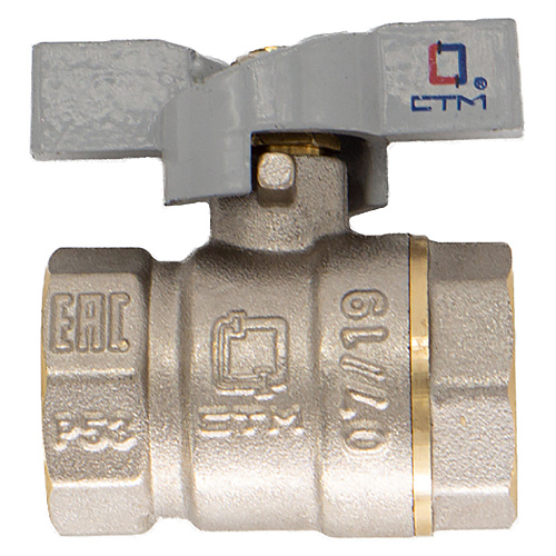 Кран шаровой для воды 3/4" г/г бабочка СTM СТАНДАРТ